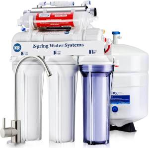 iSpring RCC7AK-UV NSF Certified 7-Stage Under Sink Reverse Osmosis Water Filtration System with Alkaline Remineralization and UV Filter Patented Top-Mounted Faucet Drinking Water Filter