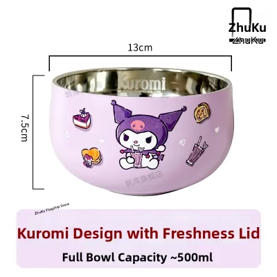 ZHUKU | Childrens Bowl Double Layer Anti Fall Stainless Steel 316 Rice Preservation Bowl Student Personal Use Cartoon Design Bowl