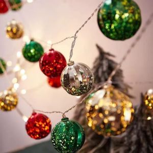 1PC 1.5M10LED คริสต์มาสกล่องแบตเตอรี่กลวงลูกบอลสายไฟไม่รวมแบตเตอรี่ใช้สำหรับงานปาร์ตี้ห้องตกแต่งต้นคริสต์มาส