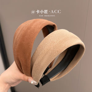 ริบบิ้นผ้ากำมะหยี่ขอบกว้างสำหรับผู้หญิง แฟชั่นฤดูใบไม้ร่วง/ฤดูหนาว หมวกผ้าฝ้ายสีพื้นแบบหนา ทรงหัวเข็มขัดสำหรับใส่ผม