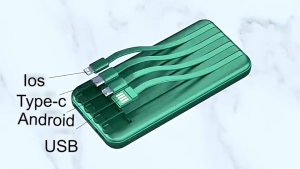 30000mAh Power Bank Portable Fast Charging Built-in 4 Cable Powerbank With Wireless Charging