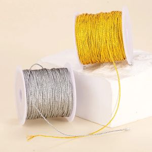 0.2-1MM Metallic Ornament String Silver Gold Color Cord Jewelry Thread for Christmas Tree Hanging Crafts Making Gift Decoratiion