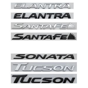 For Hyundai Elantra Santa FE TUCSON Sonata letter logo sticker Rear trunk emblem New badge Car decoration silver black English word