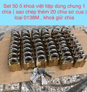 Combo 50 ổ khoá việt tiệp dùng chung 1 chìa ( sao chép thêm 20 chìa sơ cua ) loại 0138M khoá giữ chìa