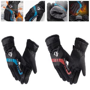 MenS Winter Gloves Five Finger Plush Windproof Anti-Skid Warm Gloves Outdoor Ski Riding Gloves