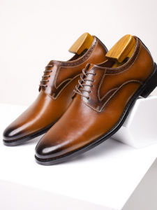Glossy British Style Elevating Derbies Leather Shoes