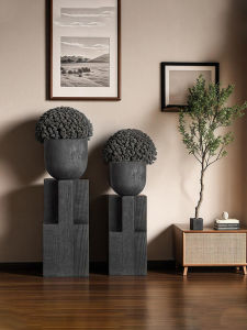 Minimalist Charcoal Black Wooden Flower Stand