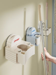 Powerful Suction Mop Holder Wall Mounted Hook Bathroom Toilet Cleaning Tool No Drilling Required Plastic Adhesive Hook