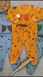 3pcs setelan anak/bayi panjang motif kucing sup lucu anak laki laki
