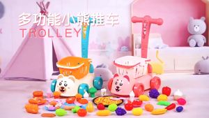 Kids Shopping Trolley Large Capacity Shopping Groceries Cart Kids Simulation Supermarket Shopping Cart Children Pretend Role Play Trolley Toy