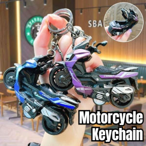 Pull-Back Drive Motorcycle Keychain Creative Alloy Simulation Toy Car Model Keychain Car Key