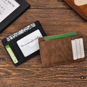 New 2025 Mens Ultra-Thin Portable Card Holder Vintage One-Piece Design Small Money Clip Retro Style Leather Goods
