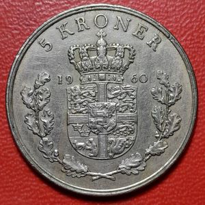 Koleksi koin kuno Denmark Lawas 5 kroner 1960