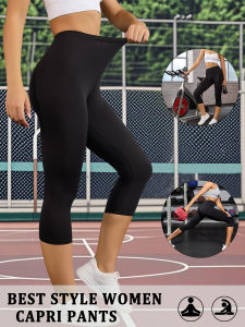 Womens Super Soft Capri Pants High Stretchy Breathable Pants No See Through Workout Running Yoga Athletic Pants Gym Leggings