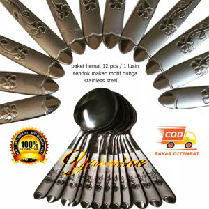 sendok makan stainless steel tebal motif bunga isi 1 lusin
