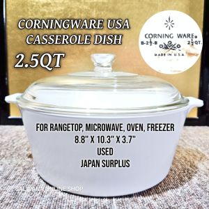 2.5QT CORNINGWARE USA PLAIN WHITE CASSEROLE DISH (USED) • Japan Surplus