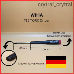 Ready Stock. Wiha T15 Torx driver with Swivel Cap. Torx head without hole. Made in W -Germany
