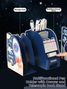 Adjustable Desktop Bookshelf with Pen Holder