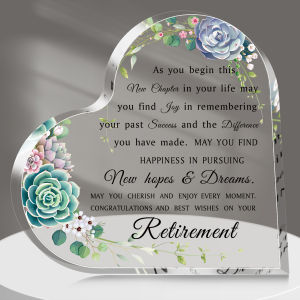 1pc Acrylic Heart Plaque Retirement Gifts For Men Women Happy Retirement Gift for MomFriendsCoworkerTeacherNurseRoom Decor
