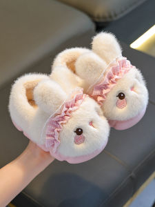 Cute Rabbit Childrens Cotton Slippers with Heel Parent-Child Indoor Warm Shoes for Girls Winter New Arrival JIFANPAUL Brand
