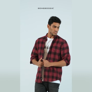 Bombboogie Kemeja Pria Stellar Red Black 24817B5RB