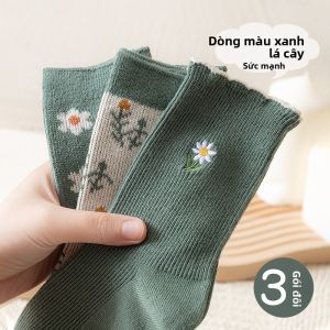 JIAZINI | Tất cotton dài đến bắp chân màu nâu cho nữ Tất cotton dài mùa xuân thu Tất cao đến đầu gối Tất thường ngày Tất thấm hút mồ hôi
