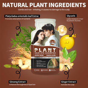 Pure Natural Herbal Black Hair Dye Shampoo for Women&Men 5 In 1 Bubble Plant Hair Color Shampoofor Gray Hair Non-irritating