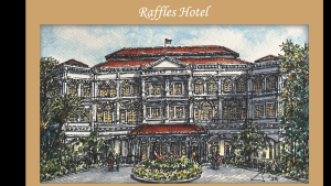 Uniquely Singapore Ceramic Coaster - Raffles Hotel by local artist Joanna Wong