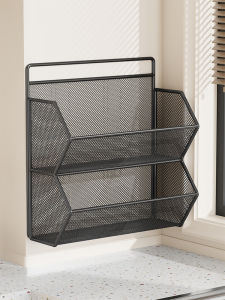 evesigar | Wall-Mounted No Drilling Multifunctional Kitchen Storage Basket Double Layer