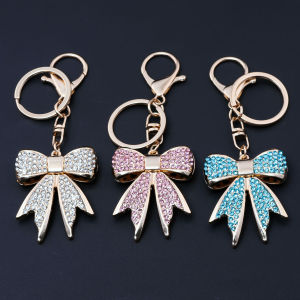 Faux Crystal Rhinestone Bag Charm Rhinestone Bow Keychain for Women Sparkling Bag Charm Car Pendant Valentine Gift Idea