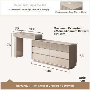 Luxury Minimalist Jewelry Cabinet Makeup Vanity 1 Piece