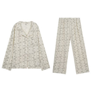 Large Size Pure Cotton Floral Sleepwear Set for Women Casual Home Wear Spring Autumn Comfortable Long Sleeve Pants And Top
