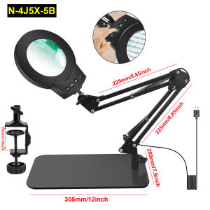 Đèn Phóng Đại 5X Có Chân Đế & Kẹp 5 Chế Độ Điều Chỉnh Độ Sáng Vô Cấp Cánh Tay Xoay Có Thể Điều Chỉnh Đèn Bàn LED Có Đèn Đèn Phóng Đại Rảnh Tay