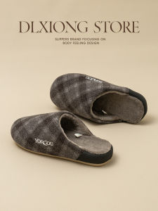 Dép Bông Lông Cừu Kẻ Caro Sang Trọng Dành Cho Nam Mùa Thu Đông Dùng Trong Nhà Đế Dày Chống Trượt Lót Lông Cừu Ấm Áp Cho Nữ