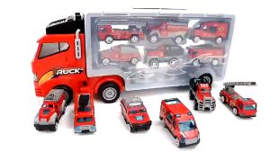 METECH Truck Carry Case With 6pcs Mini Alloy Engineering Vehicle Toy Car Toys Truck for Kids