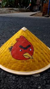 Topi caping lukis anak motif kartun / caping karnaval anak unik