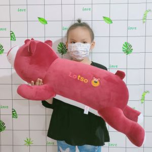 GỐI ÔM GẤU DÂU LOTSO LOẠI LỚN VẢI MINISO CAO CẤP MỀM MỊN AN TOÀN CHO BÉ