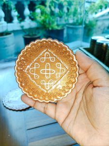 Handmade Pulli Kolam Coaster Set 8.5cm | Traditional Indian Design Drink Cup Mat | Aesthetic Table Decor