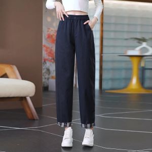 Fashionable Casual Harlan Pants High Waist Wide Leg Nine Points Cotton Polyester Blend Womens Spring Autumn New Arrival