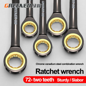 GREENERY Ratcheting Combination Wrench Set 6-30mm Metric Ratchet Wrench 72-Tooth Auto Repair Combination Spanner Mirror Finish