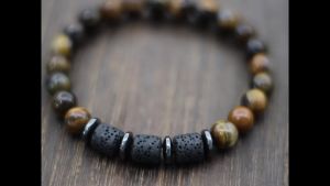 Unique Natural Stone Men Bracelet Hematite Healing Braslet Lava Tiger Eyes Beaded Braclet Pulseria Hombre Outdoor Cycling Joias