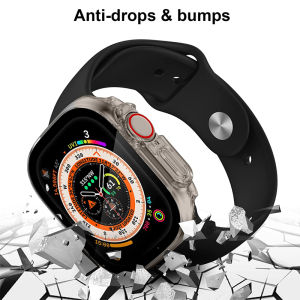 Kính + apple watch Ultra Case 49mm Bumper Tempered Bảo vệ màn hình 2 trong 1 Tempered Glass Film + Case Bracelet apple watch Dây đeo Phụ kiện