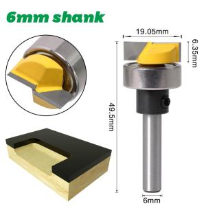 Dao Phay Tạo Rãnh Đáy Phẳng 6mm Trục 1/4 Inch Có Bạc Đạn 6mm Dùng Cho Tạo Hình Và Cắt Tỉa Gỗ