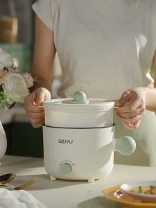 Mini Multi-Function Electric Hot Pot 1.8L Rice Noodle Cooker Non-Stick Pan for Dorm Kitchen Stew Fry Boil Grill