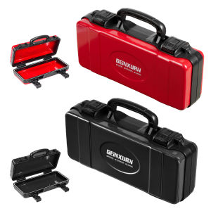 Geinxurn 2PCS Red & Black Portable Metal Tool Boxes Waterproof Security Hard Case for DIY