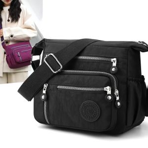 Waterproof Nylon Crossbody Bag Multiple Pockets & Zipper Closure Stylish Casual Shoulder Bag for Travel Everyday Use