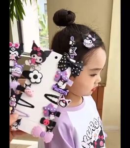 Lovely Sanio Hair Tie for Kids Kuromi Rubber Band Ponytail Cartoon Hair Clips Girls Hair Accessories