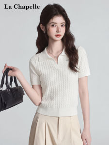 La Chapelle | Slimming V-Neck Knit Short Sleeve T-Shirt