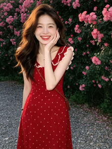 Homecore | Youthful Slimming Red Floral Summer Dress Long