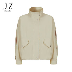 Elegant Short Stand Collar Workwear Jacket for Women by Jiuzi Annako Salt Series Retro Style Spring 2025 New Arrival